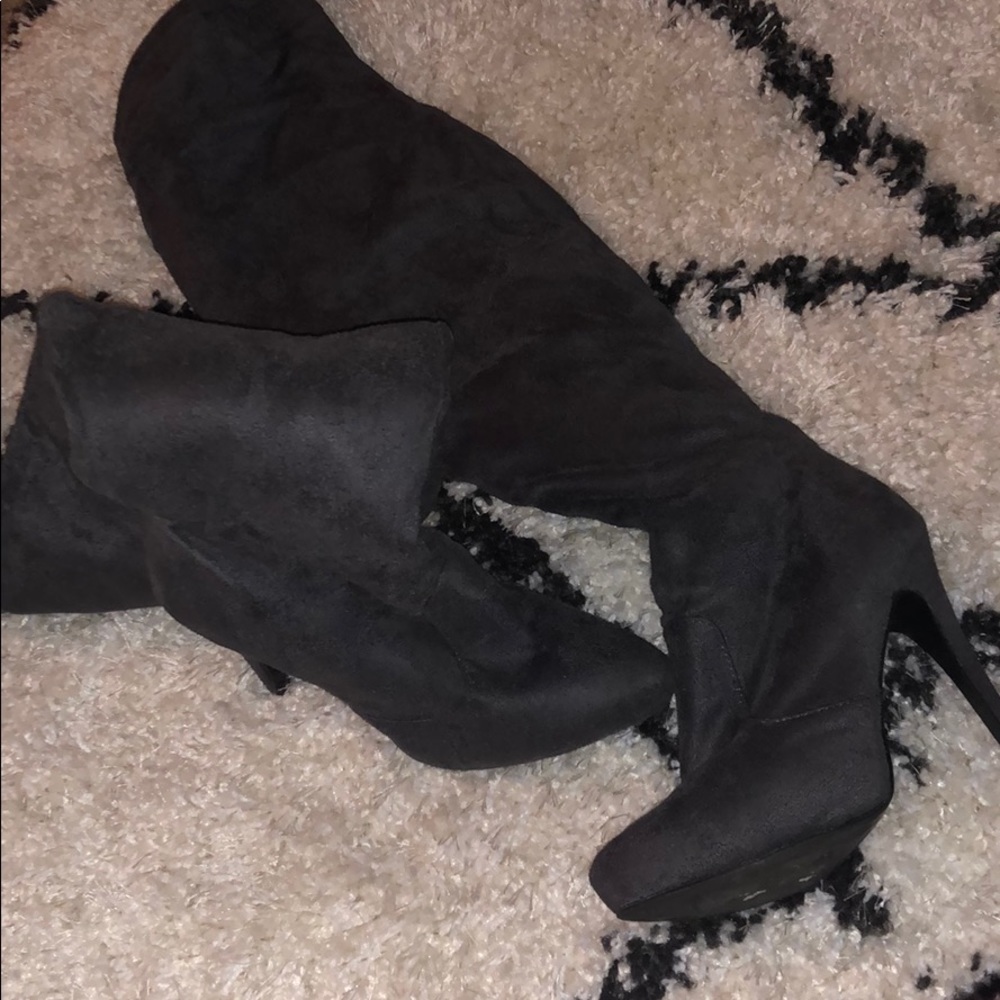Grey OTK boots